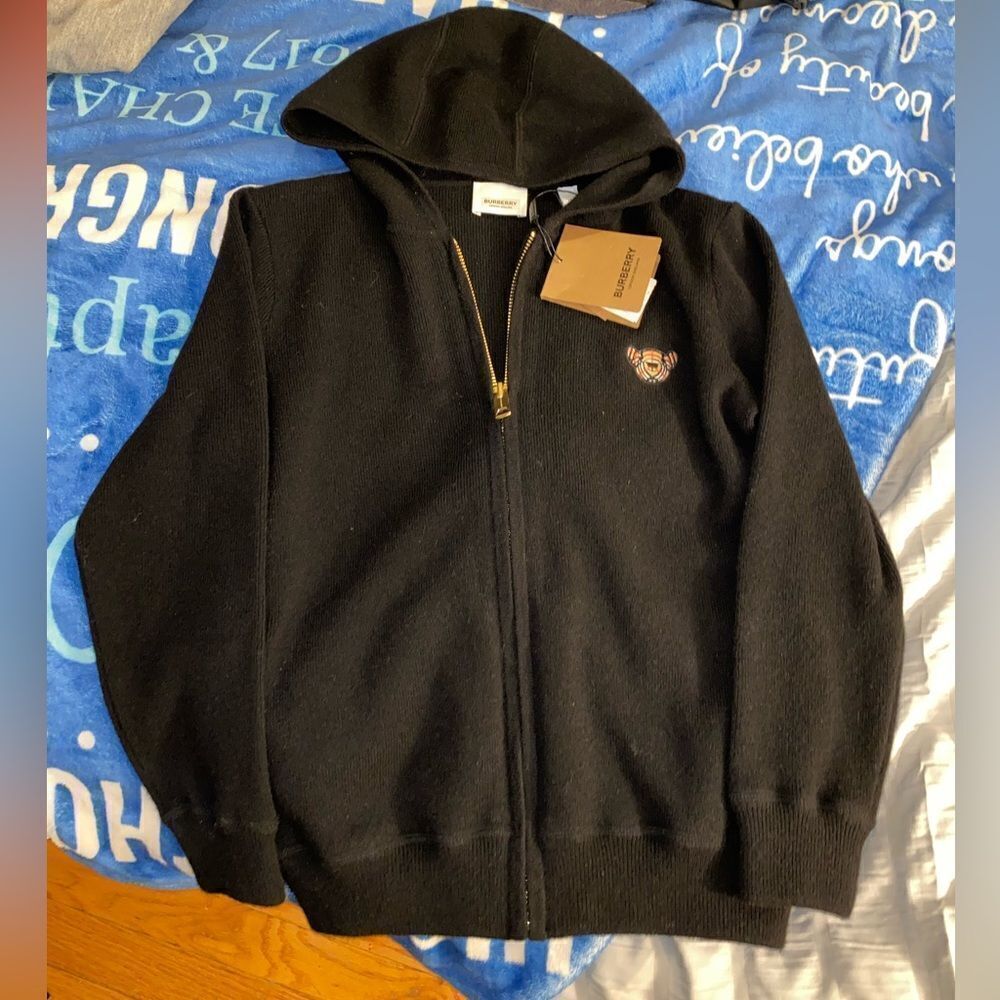 NWT Burberry Vintage Check Bear Black cashmere jacket